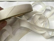 silk hand dyed 7/16" on bias ribbon 1yd made in USA bridal ivory