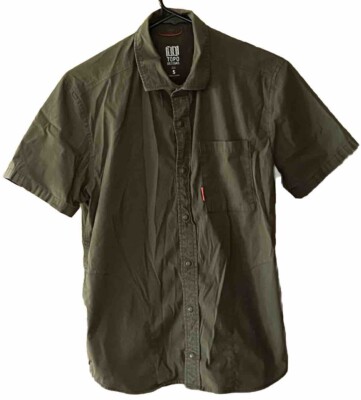 Topo Designs Men's Small Short Sleeve Snap Button Front Shirt Pine Green