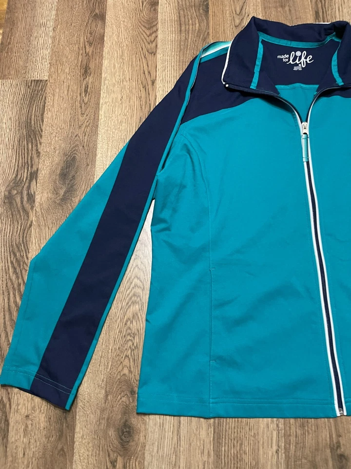 Suéter Hecho para la Vida, Para Mujer Talla XL, Azul Verde, Cremallera Completa Foto 3 de 4