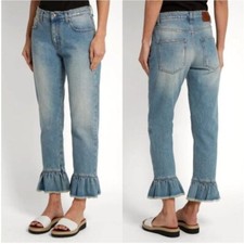MSGM High Rise Ruffle Hem Straight Leg Crop M...