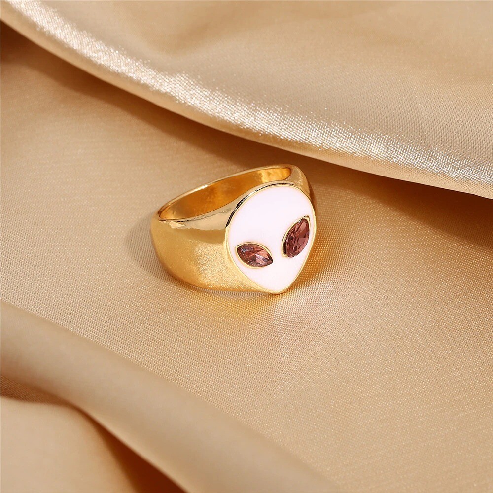 Alien Head Ring Cute Extraterrestrial Face Hippie Punk