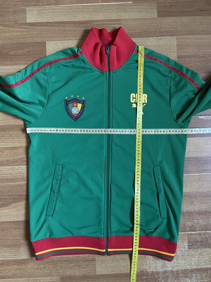 CAMEROON FOOTBALL SOCCER TRACK TOP ZIP JACKET PUMA sz M MEN GREEN