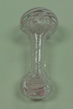 4" CLEAR GLASS TOBACCO SMOKING HAND PIPE PINK COLORED SWIRL DESIGN - USA MADE