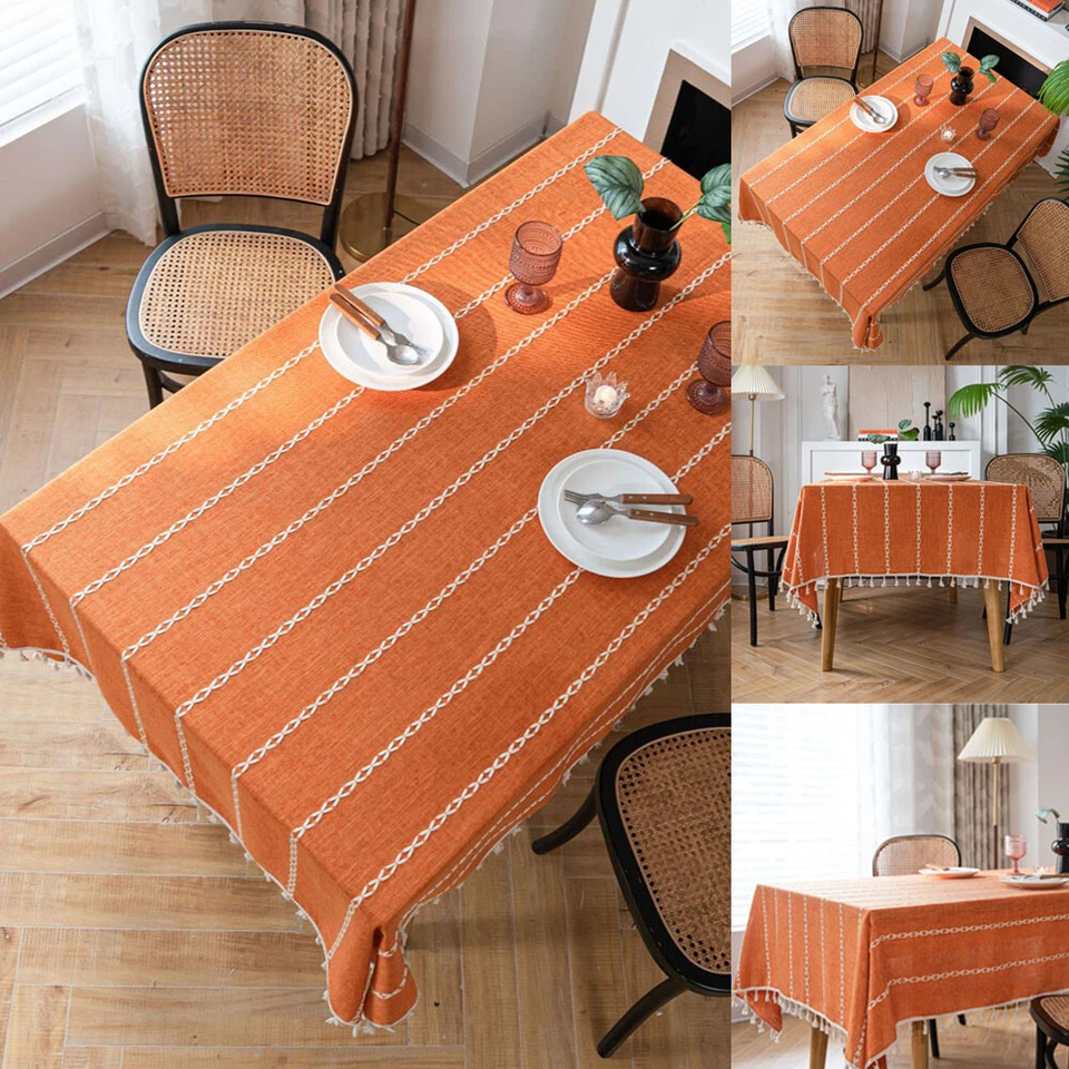 Tassel Rectangle Tablecloth for Dining Room Kitchen Dust Proof Table Cloth Cover - Image 4 of 4