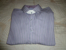 Michelsons London Dress Shirt Men's Lavender Striped Classic Fit 100 Cotton