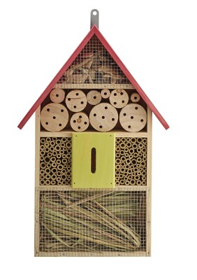 XXL Insektenhotel Holz ca 50 cm Nistkasten ROTES Dach Insekten Brutkasten Hotel