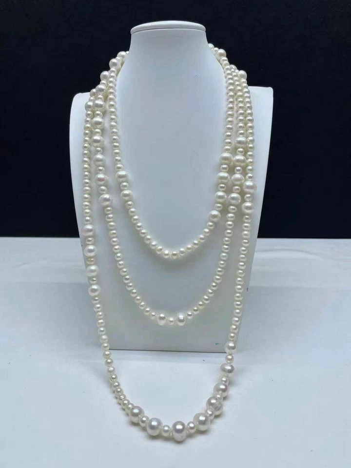 gorgeous 4-8mm south sea white pearl necklace 68" 14k gold p - Image 3 of 4