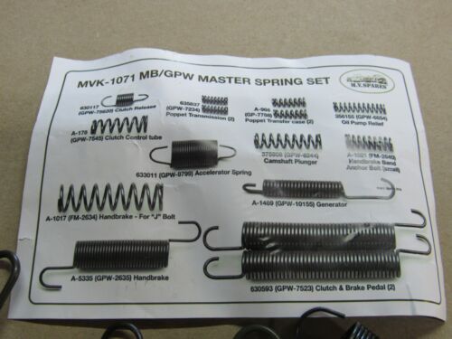 Spring Kit Master kit Fits standard Willys MB Ford GPW WWII jeep G503 - Picture 2 of 4