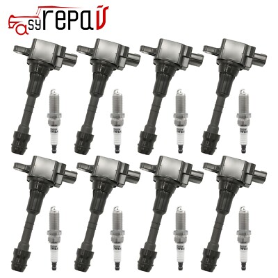 8X Ignition Coils + 8X Spark Plugs For Nissan Titan Armada Infiniti QX56 V8 5.6L