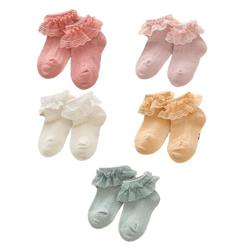 Kids Cotton Socks Fashionable Girls Lace Trim Calf Socks for Various Occasions - Picture 2 of 31