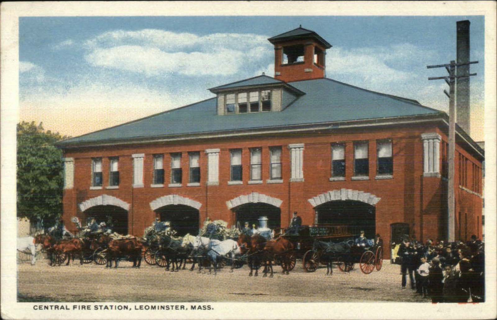 Leominster MA Fire Station c1920 Postcard eBay
