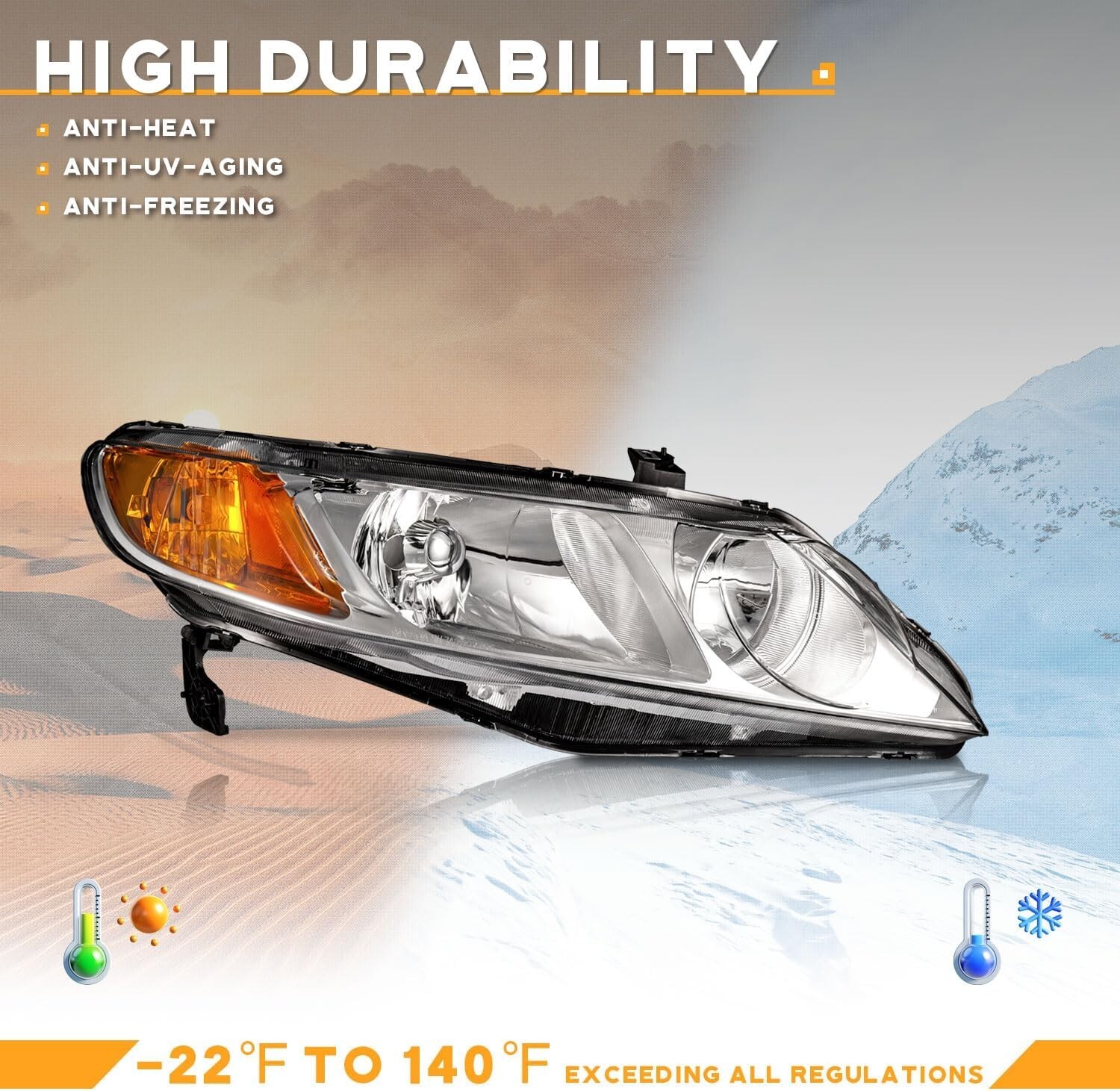 2 PCS Juego De Faros Delanteros Para 2006-2011 Honda Civic Sedan 4-Door NEW USA 