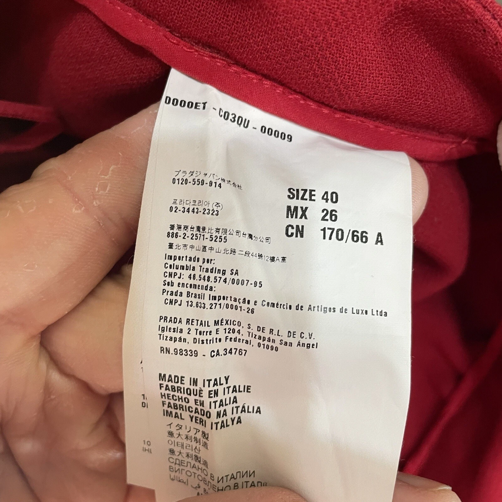 Gonna Miu Miu rossa utility 2 tasche linea A taglia EU 40 26 vita