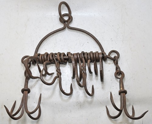 Antique Iron Well Water Bucket Fetching Hooks Original Old Hand Crafted - Picture 8 of 8