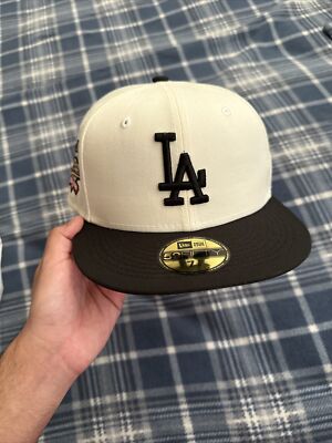 Cap City New Era Off White LA Dodgers 100th Anniversary Patch Pink 7 1/8