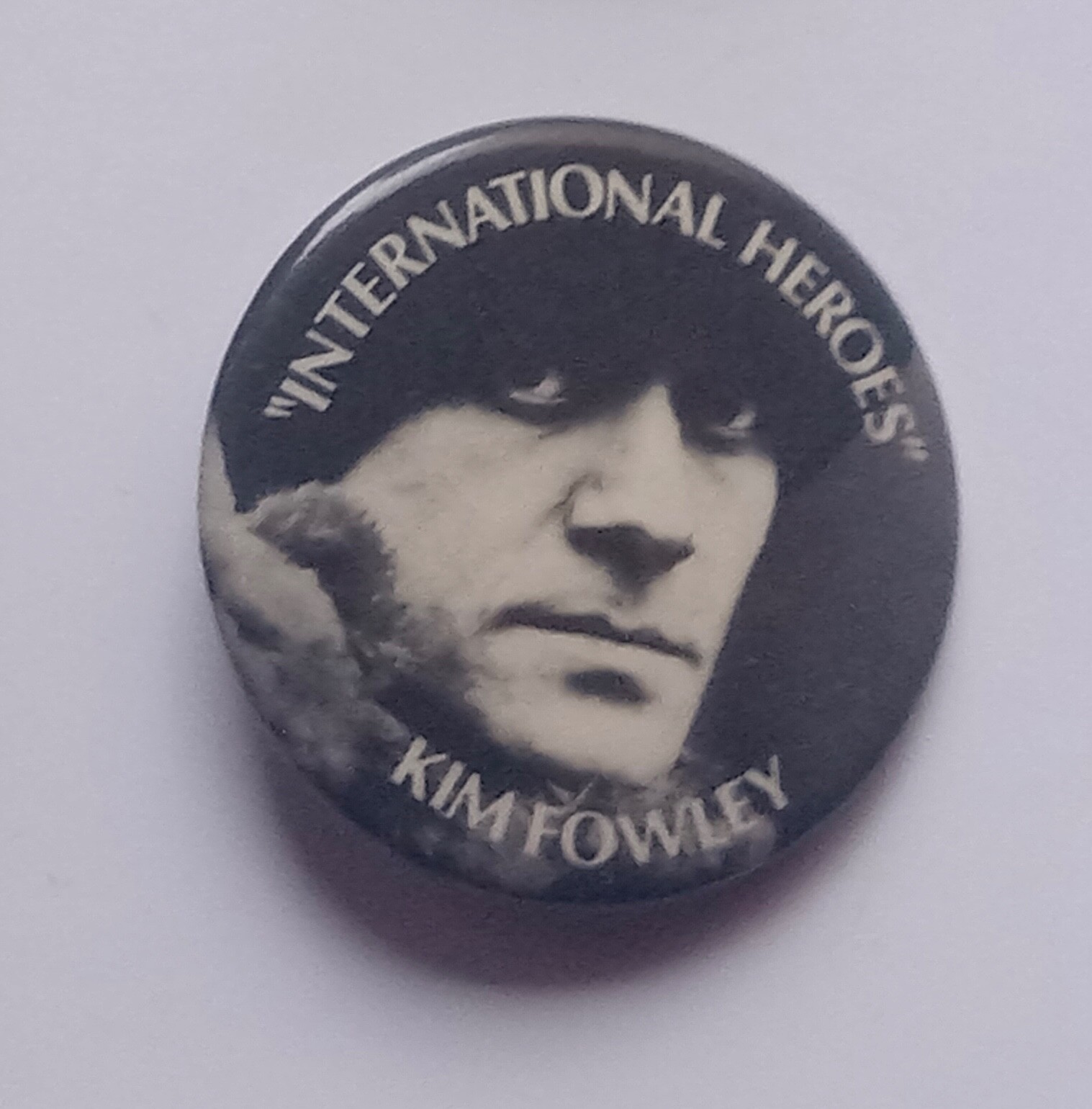 the famous KIM FOWLEY music pin pinback button Vintage Genuine Promo ...