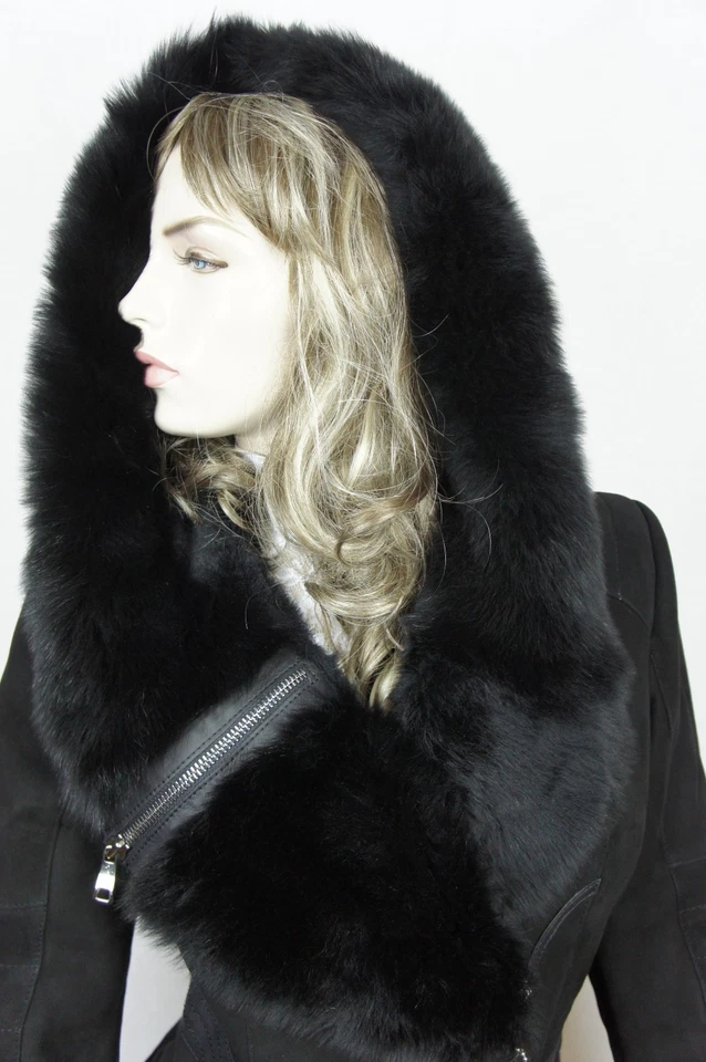 NUEVO 100% Real Piel de Oveja Gamuza Cuero Toscana Capucha Chaqueta Abrigo S-5X Foto 2 de 4