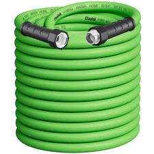 100 ft Rubber Garden Hose, Lightweight with Swivel Connector Aluminum Fittings