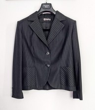 Egomania Completo Tailleur in Lana Nero gessato, Giacca e Pantalone - Taglia 48