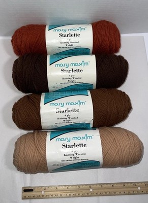 Lot Of 4 Skein Yarn Mary Maxim Starlette 4Ply Knitting Worsted Weight 100% Orlon