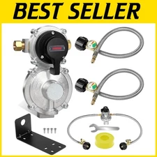 Durable 2-Stage Propane Regulator with Dual Hose and Color-Gauge Indicator