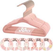 Baby Hangers 11 Inch Velvet Kids Hangers W/ 6 Pcs Clothes Size Dividers
