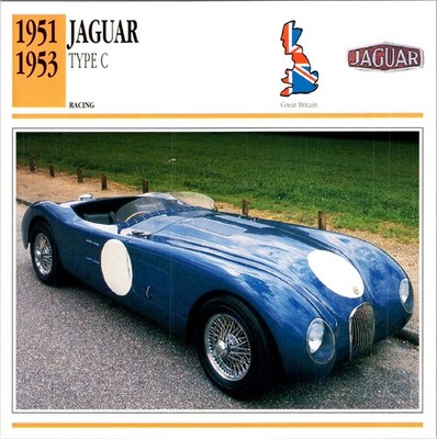 1950s Jaguar C-Type Racing Car Trading Card - Le Mans Winner & Disc Brakes
