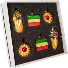 Kurt Adler 2-Inch - 3-Inch Noble Gems Glass 6-Piece Cookie Ornament Set