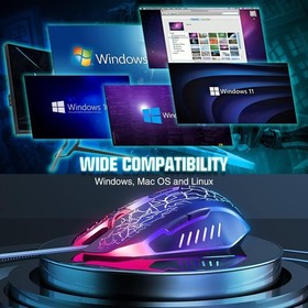 Customizable Wired Gaming Mouse with 4 DPI Settings - Ambidextrous & Ergonomic