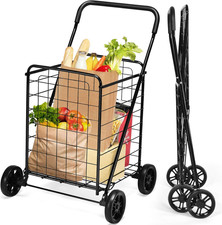 Shopping Carts for Groceries, Heavy Duty Folding Shopping Cart with Wheels, Port