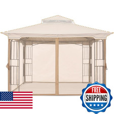 Mastercanopy Patio Gazebo Mosquito Netting Screen Walls 10X12 Beige