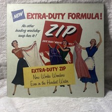 VINTAGE ZIP DETERGENT AD SIGN MID CENTURY LAU...