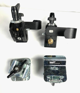 2 Manfrotto Bogen 035 Super Clamps With Studs and 2 Lowel clamps