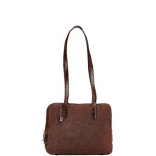 Prada Triangle Logo Plate Nylon Leather 2Way Bag Women Brown One Size