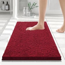 Luxury Chenille Bathroom Rugs 24x16, Extra Soft and Absorbent 24'' x 16'' Red