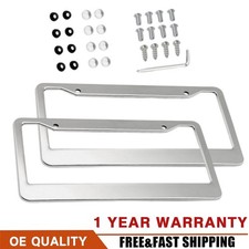 New Chrome 304 Stainless Steel Metal License Plate Frame Tag Cover Screw Caps 2x New Chrome 304 Stainless Steel Metal License Plate Frame Tag Cover Screw Caps 2x