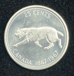 1967 Canadian Silver Quarter 25 Cents 80% Silver