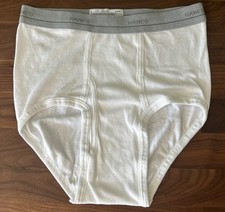 Vtg Hanes Classic Boys White Gray Band Brief Underwear L  14-16 Men  s Small