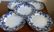 Royal Staffordshire Pottery Iris Flow Blue 9" Luncheon Plates - Set of 5