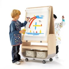 BanaSuper 3-in-1 Kids Art Easel with Wheels - Height Adjustable, Dual-Sided M...