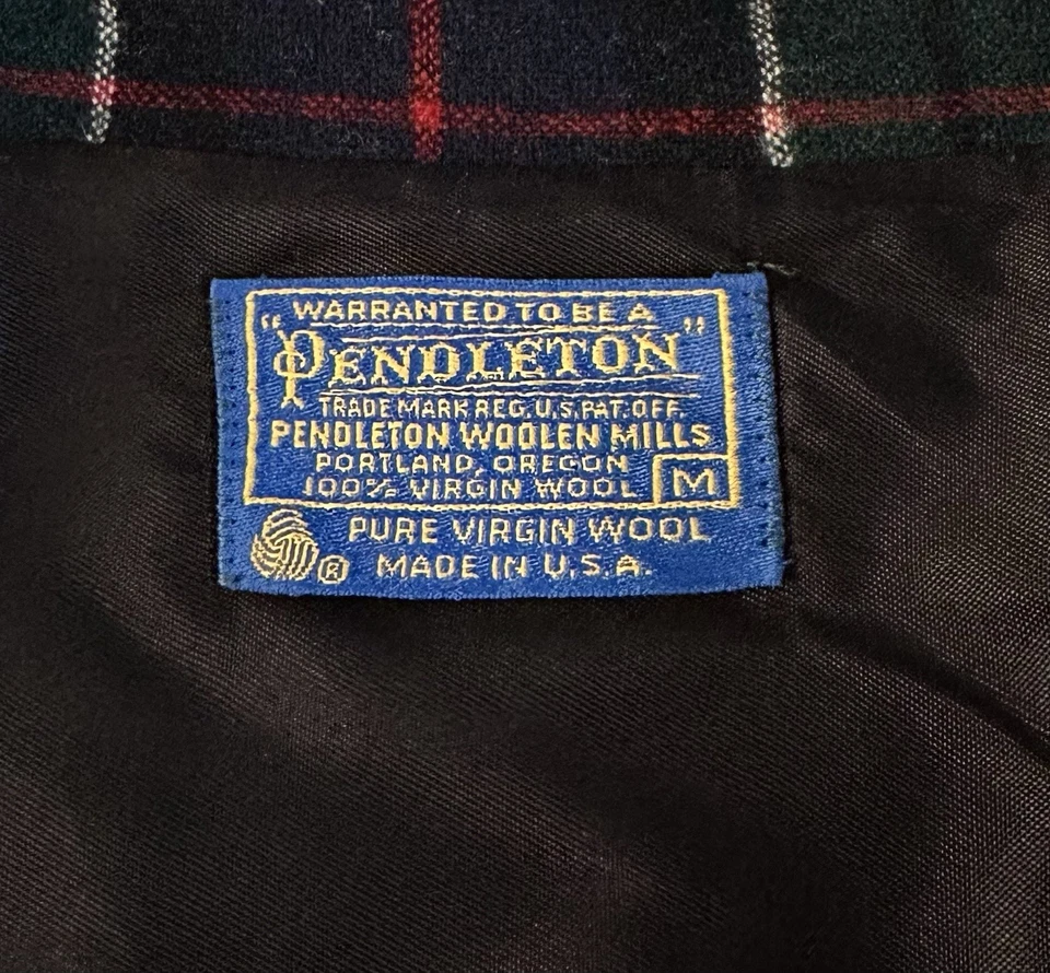 Vintage 60s 70s PENDLETON Mens Medium 49er Blazer Jacket Green Plaid Tartan Wool - Image 3 of 3