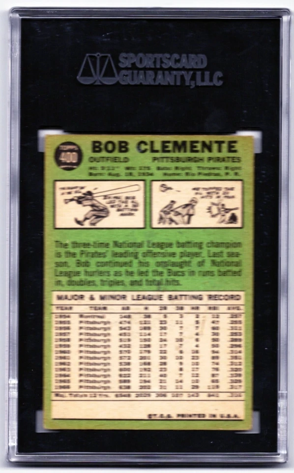 Roberto Clemente - 1967 Topps Baseball #400 Bob en tarjeta - SGC 3 Foto 2 de 4