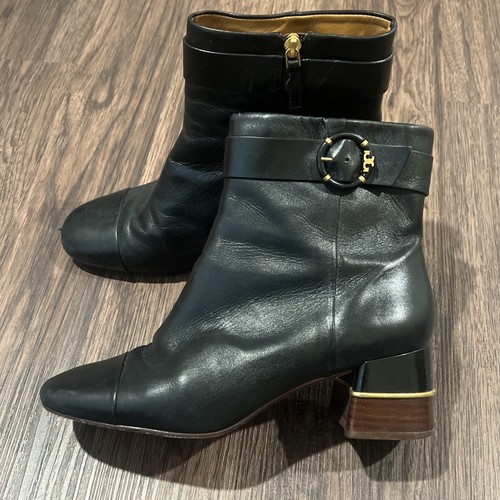 Bottines à talons multi-logo TORY BURCH - couleur farine d'amande noir parfait taille 8,5 M - Photo 4/18
