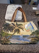 Paul Brent Sun Sand Palm Tree Canvas Tote purse Bag New