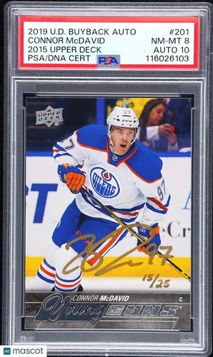2019 Upper Deck Buyback Autographs Connor McDavid Young Guns RC PSA 8 Auto 10