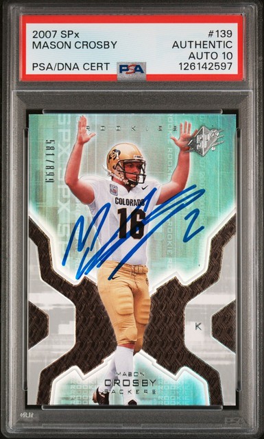 2007 Mason Crosby signed ROOKIE card Upper Dexk SPx #139 PSA AUTO 10 RC Pop 1
