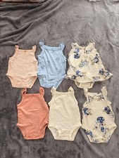 Carter's Newborn Baby Girl Bodysuits Lot of 6 One Piece