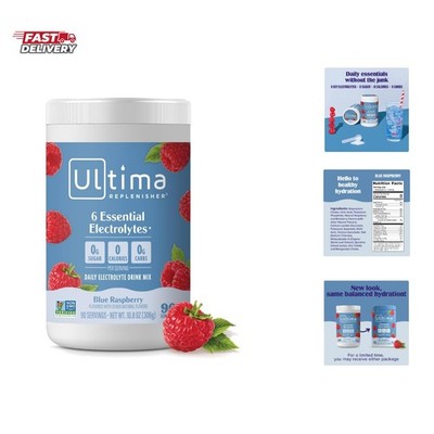 Daily Electrolyte Powder Drink Mix   Sugar Free   Blue Raspberry, 90 Servings...