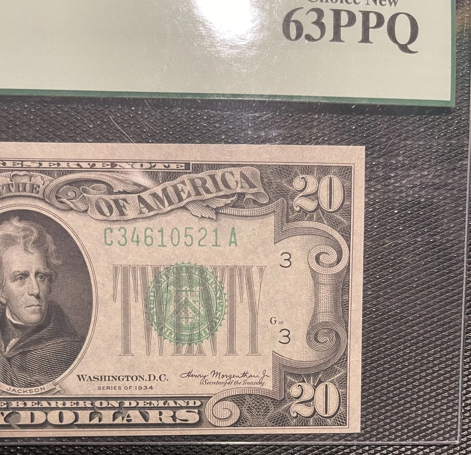 1934A 1934 $20 Reverse Changeover Pair 64 PPQ/ 63PPQ - Image 2 of 4