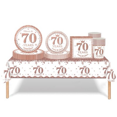 69 teiliges Geschirrset Roségold Weiß Happy Birthday